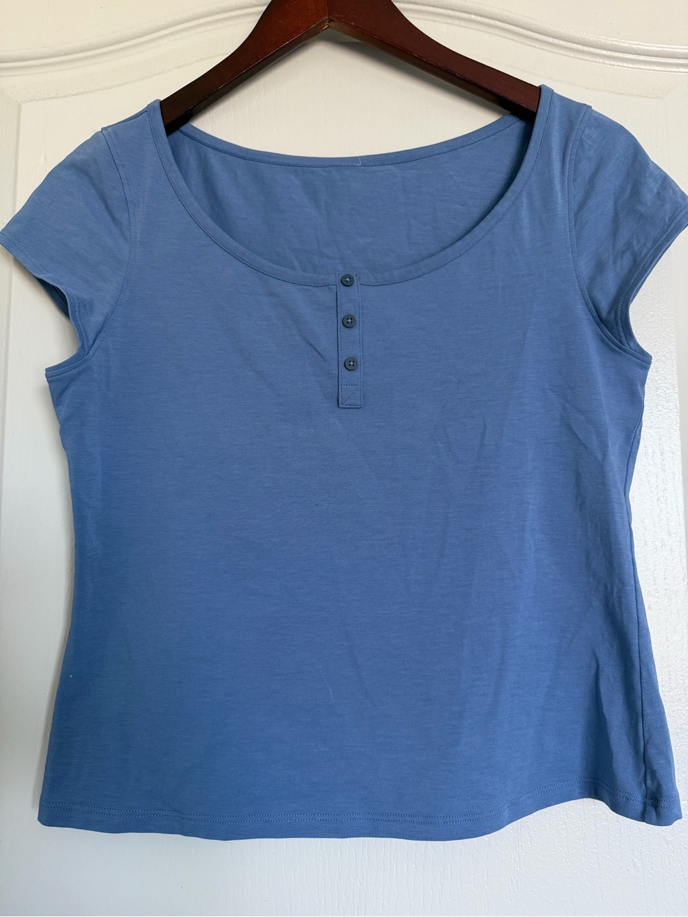 Cap-Sleeve Henley T-Shirt